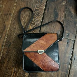 Roche Ventura Black & Brown Burma Leather Shoulder Bag